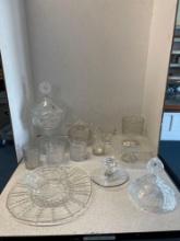 Beautiful clear glass lot, including large leaded crystal compote
