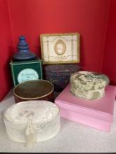 Vintage fabric boxes used for jewelry and other collectibles