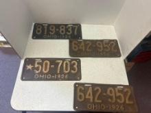 4 antique Ohio license plates