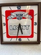 Budweiser light lighted clock. Light works, not sure about clock. 13.5? wide