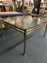 Square brass and glass coffee table