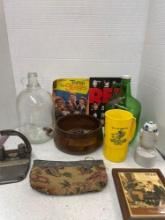 Wine bottles, nut bowl and cracker and more