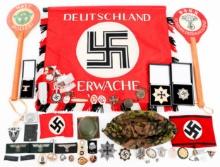 MODERN COPY WWII GERMAN BANNER, INSIGNIA & SIGNS