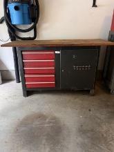 Black 5 Drawer Work Table Including Storage Door