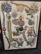 Case of Costume Jewelry inc. Broachs, Bracelets and Necklaces