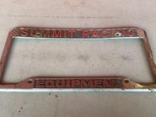 Vintage Metal Summit Racing Equipment License Plate Holder