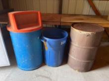 3 barrel trash cans