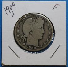 1909-S Barber Silver Half Dollar Coin