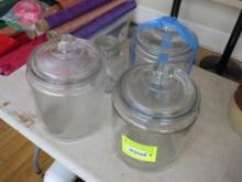(4) Glass Candy Jars