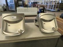 2 NEW ELKAY WATER FOUNTAINS WITH SHARED COMPRESSOR