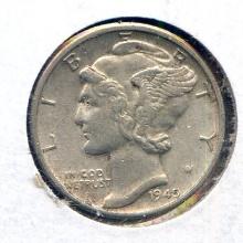 USA 1945-D and 1955-S dimes, 2 AU/UNC pieces