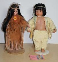 Two 22.5" Indigenous-Style Porcelain Dolls