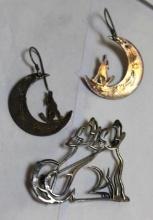 Silver or Silver-Plate Howling Wolves Jewelry