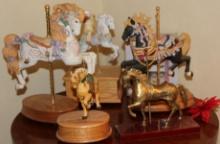 6 Carousel Horses in Porcelain and Brass
