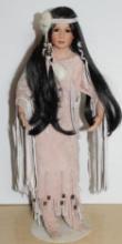 Great Artist-Made Porcelain Native American Woman Doll